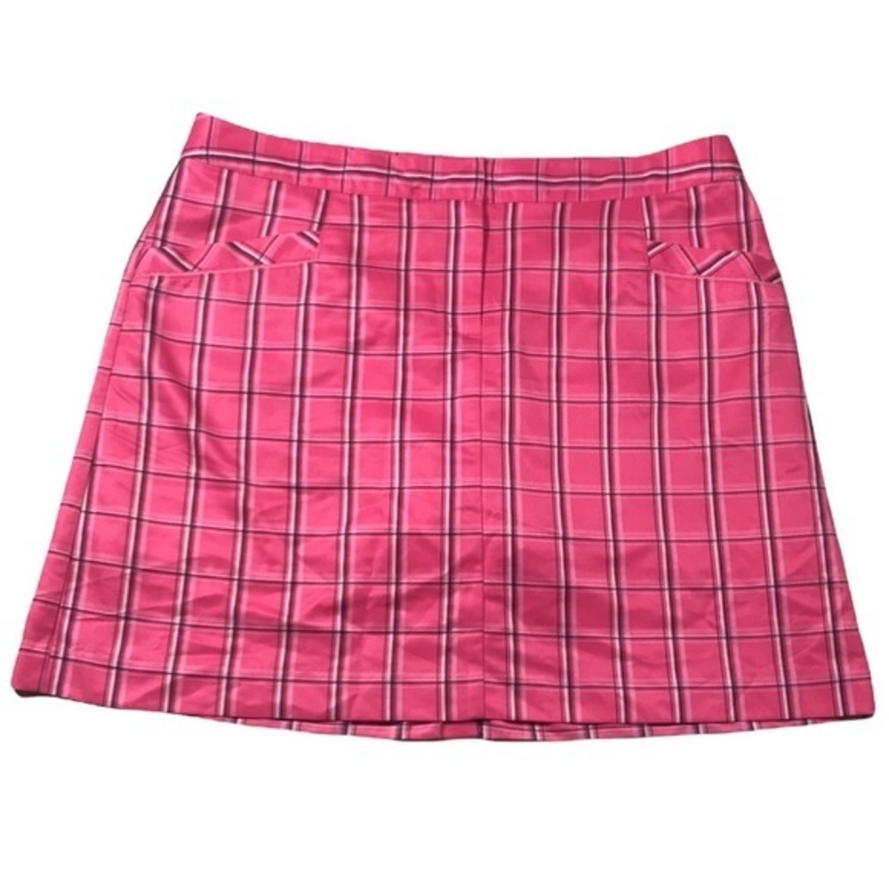 Izod XFG Stretch Pink Plaid Golf Skort Size 10